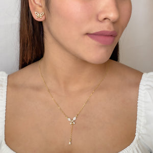 Dainty Butterfly Crystal Necklace & Earrings