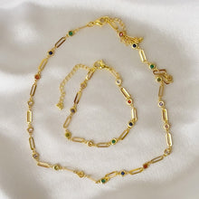 Cargar imagen en el visor de la galería, Colorful Zircon Rectangle Chain Necklace
