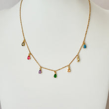 Load image into Gallery viewer, Stainless Steel Zircon Drop Shaped Rainbow Necklace
