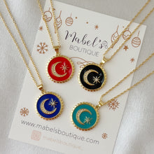 Load image into Gallery viewer, Enamel Moon Pendant Necklace
