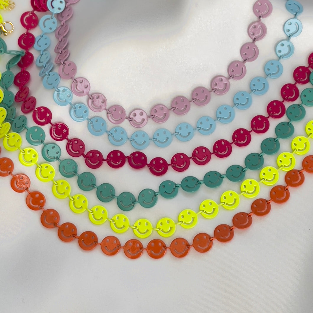 Colorful Enamel Smiley Face Necklaces