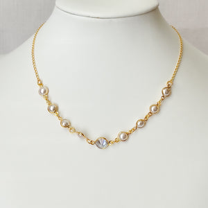 choker pearls chain with Crystal Circle