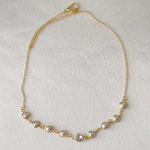 choker pearls chain with Crystal Circle