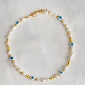 Freshwater Pearl & Ojitos Necklace