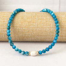 Load image into Gallery viewer, Blue Shell with Pearl Necklace
