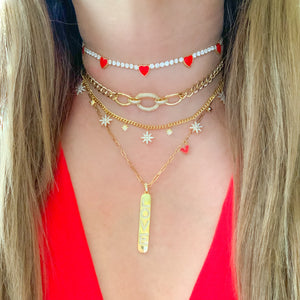 White & Red Choker Tennis Necklace