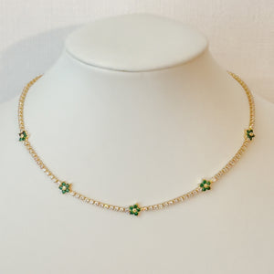 Dainty Tennis Chain with Flowers Necklaces