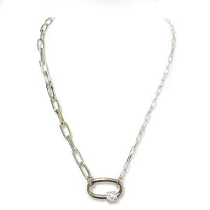 Oval Chain and Clasp hoop Necklace