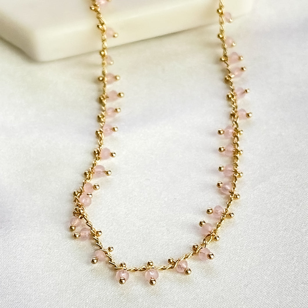 Dainty Soft Pink Crystal Necklace
