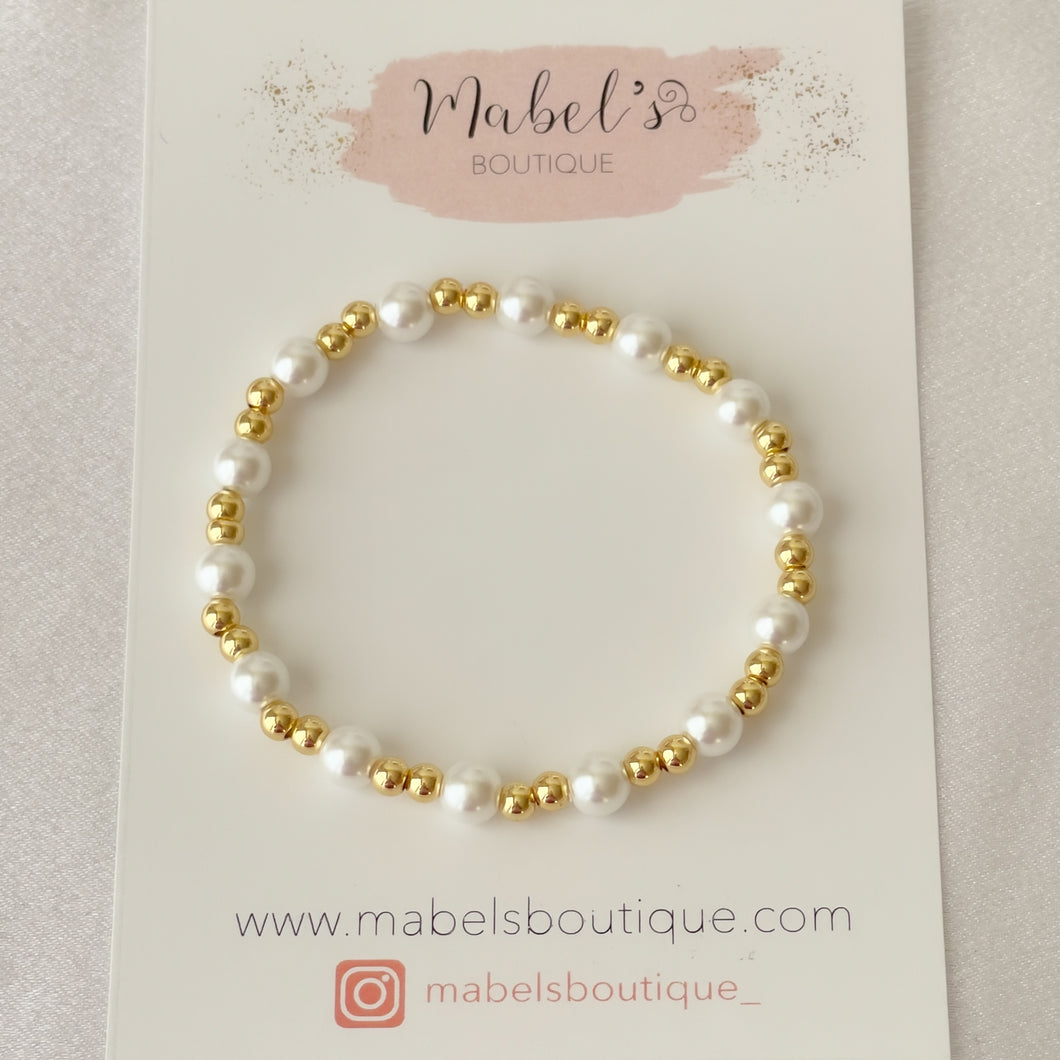Freshwater Pearl & Gold Beads Bracelets