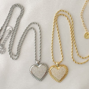 Gold & Silver Heart Pendant Necklace