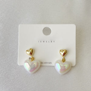 Pendientes colgantes de corazón de perla