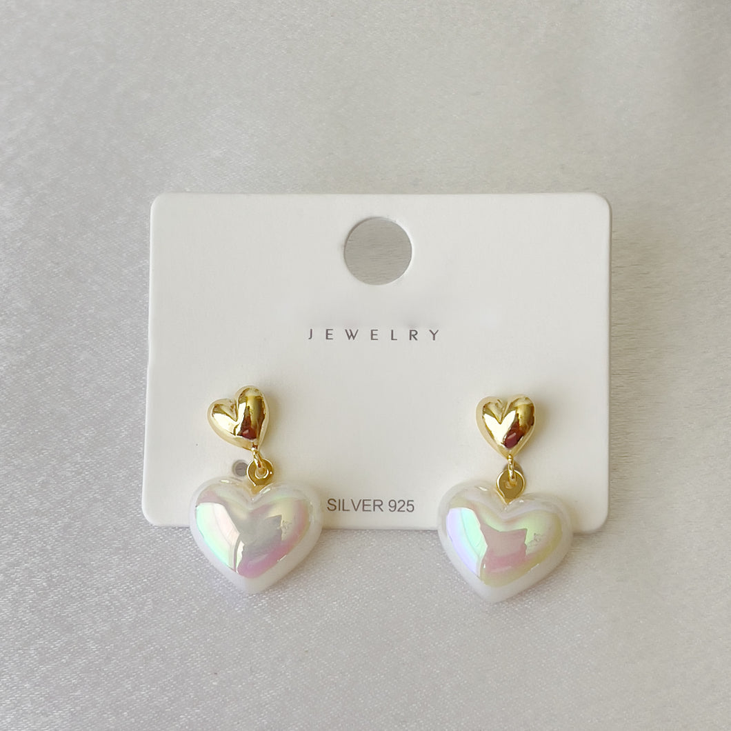 Pendientes colgantes de corazón de perla
