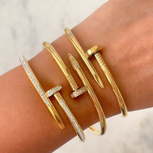 Gold Stainless Steel Double Bolt Bangle