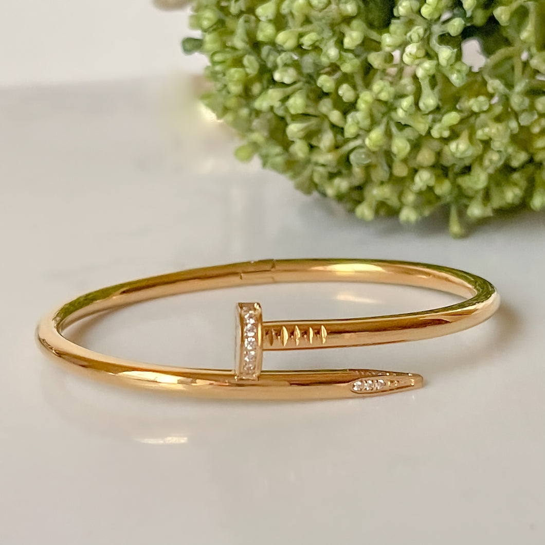 Gold Stainless Steel Double Bolt Bangle