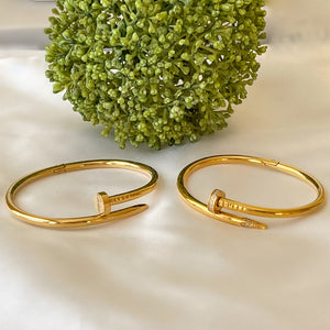 Gold Stainless Steel Double Bolt Bangle