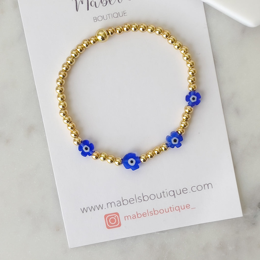 Elastic Blue Flower Bracelet
