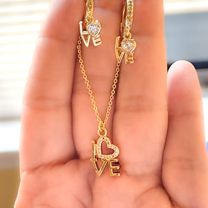 Love Pendant Necklace & Earrings