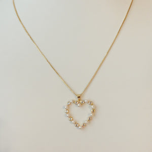 Cross and Heart Pearls Necklace