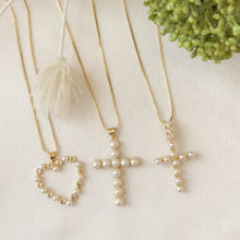 Load image into Gallery viewer, Cross and Heart Pearls Necklace
