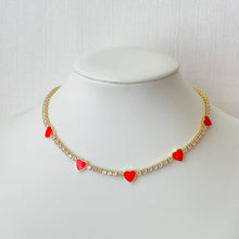 Load image into Gallery viewer, White &amp; Red Choker Tennis Necklace
