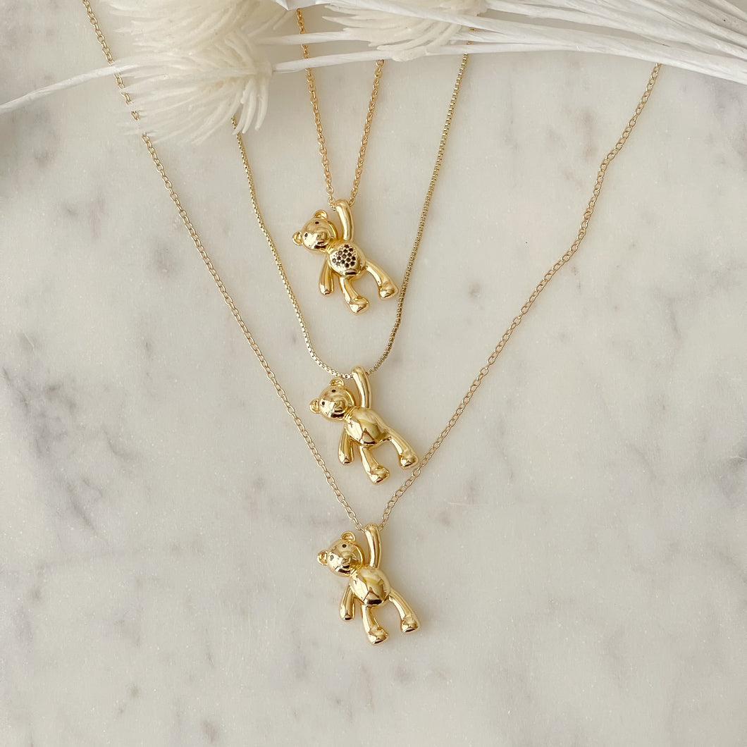 Gold Teddy Bear Necklace