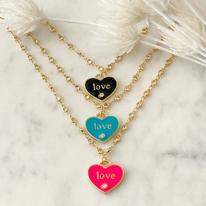 Enamel Love Pendant Necklace