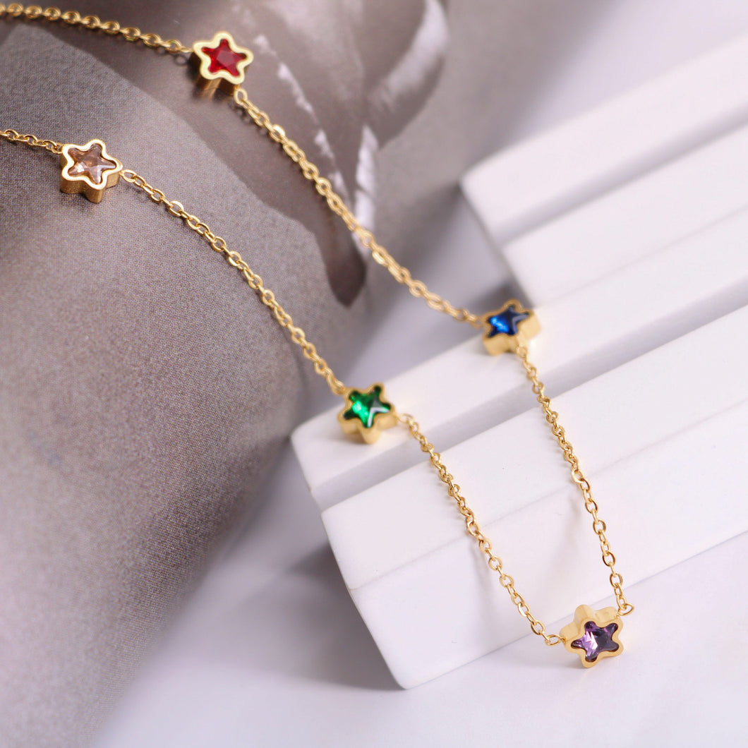 Stainless Steel Colorful Stars Necklace