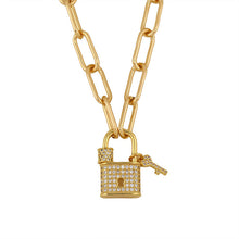 Load image into Gallery viewer, Padlock &amp; Key Pendant Necklace
