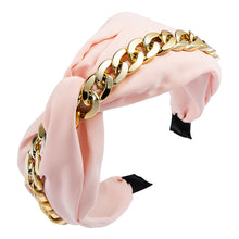 Load image into Gallery viewer, Fabric Knotted Gold Chain Headband-Women
