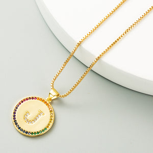 Alphabet & Rainbow Pendant Necklace