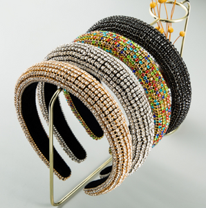 Luxury Sponge Headband with Inlaid Diamonds-Women