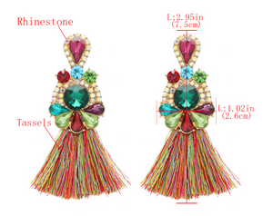 Multicolor Diamonds & Rhinestones Alloy Earrings-Women