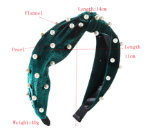 Load image into Gallery viewer, Velvet Pearl Knotted Headband-Women
