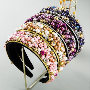 Baroque Headband With Rhinestone Handmade Pearl-women