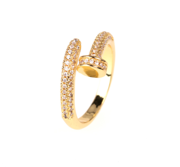Golden Nail Ring With Zircon