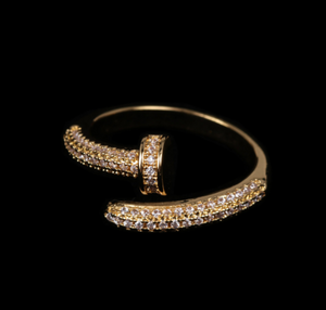 Golden Nail Ring With Zircon