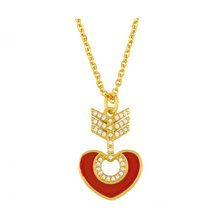 Load image into Gallery viewer, 18K Arrow Necklace with Red Heart
