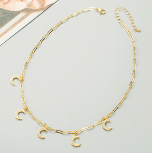 Moon Paperclip Chain Necklace