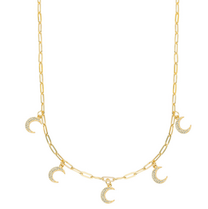 Moon Paperclip Chain Necklace