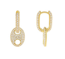 Carregar imagem no visualizador da galeria, Luxury Gold Zirconia Hoops Earrings
