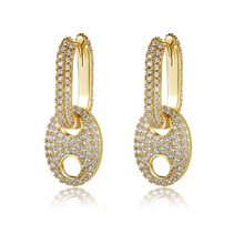 Charger l&#39;image dans la galerie, Luxury Gold Zirconia Hoops Earrings
