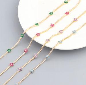 Dainty Tennis Chain with Flowers Necklaces
