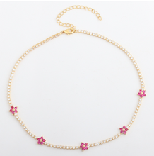 Load image into Gallery viewer, Dainty Tennis Chain with Flowers Necklaces

