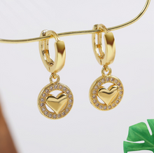 Load image into Gallery viewer, Inlay Zirconia Heart Earrings
