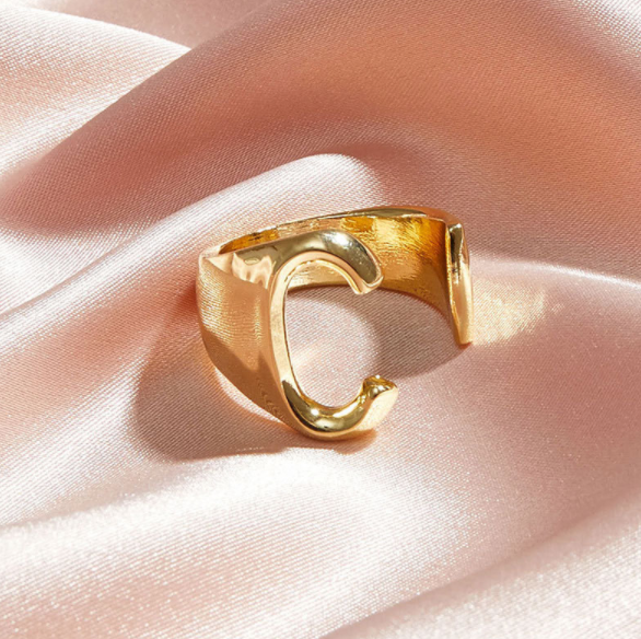 Adjustable Gold Letter Ring