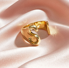 Load image into Gallery viewer, Adjustable Gold Letter Ring

