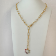 Load image into Gallery viewer, Paperclip Chain Colorful Star Pendant Necklace
